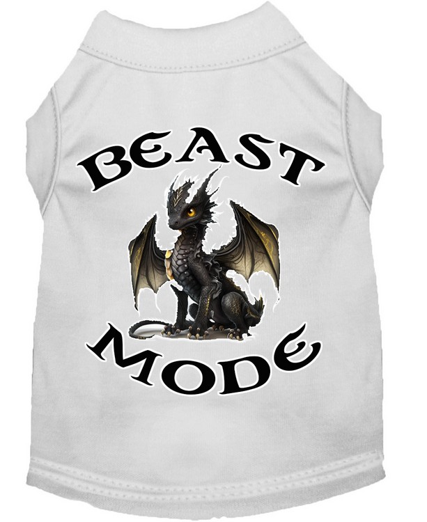 Beast Mode Dragon Screen Print Dog Shirt White XS (8)